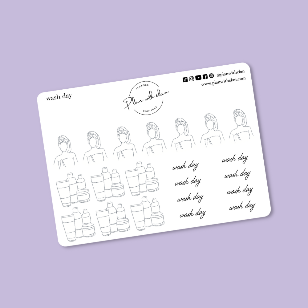 Minimalistic Wash Day Planner Stickers
