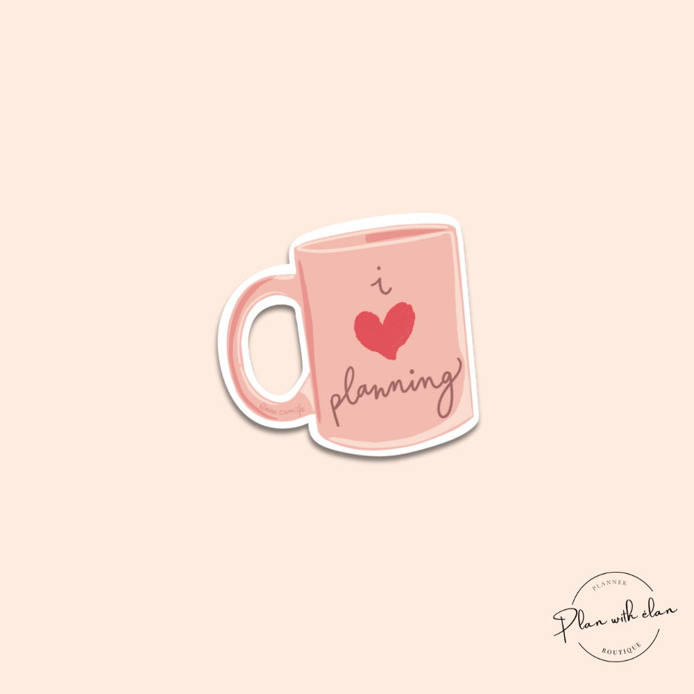 I Love Planning Coffee Mug Planner Sticker