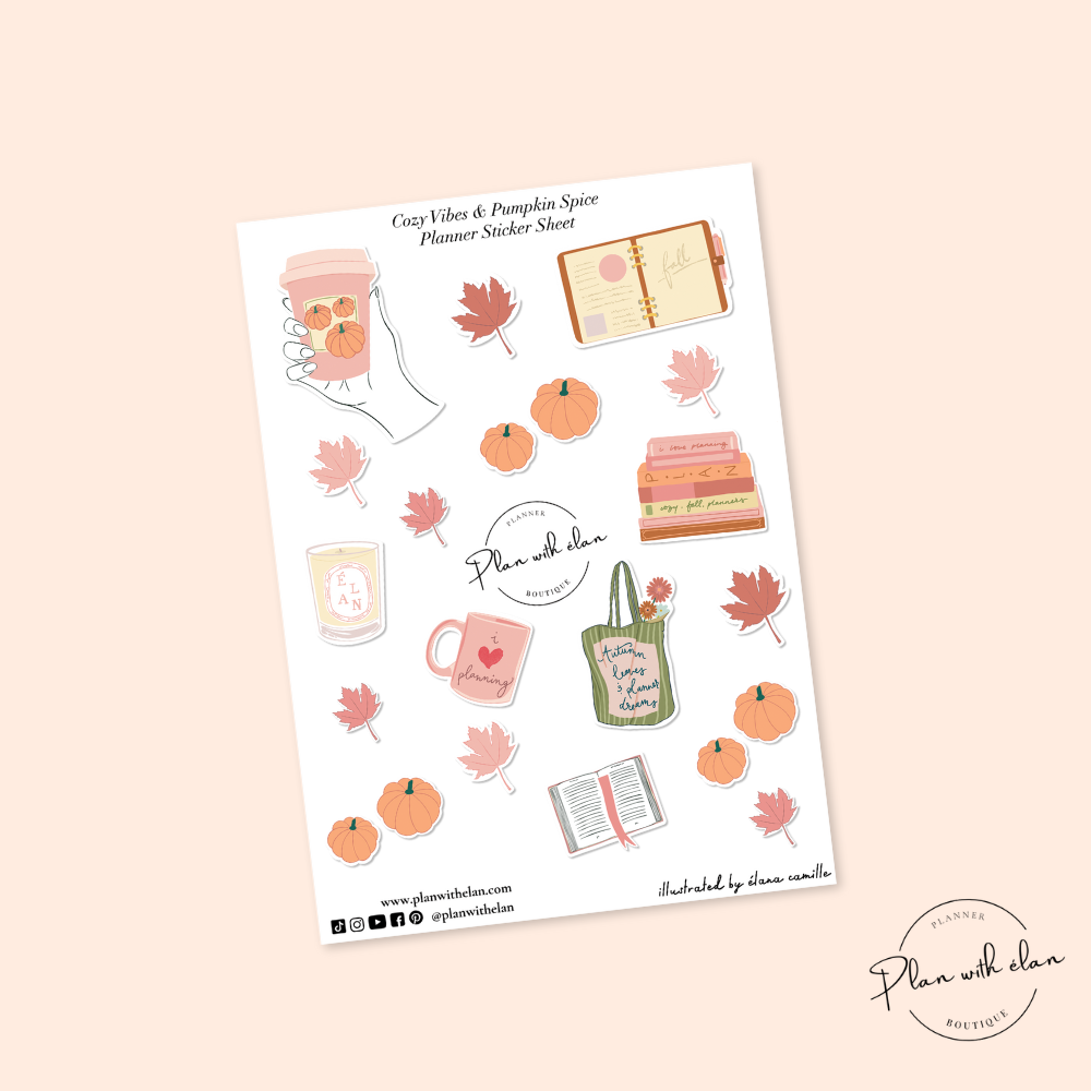 Cozy Vibes & Pumpkin Spice Kiss-Cut Planner Sticker Sheet