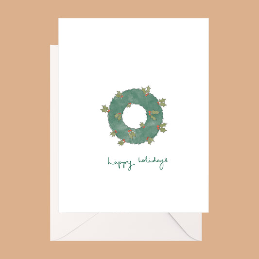 Happy Holidays Wreath Greeting Card