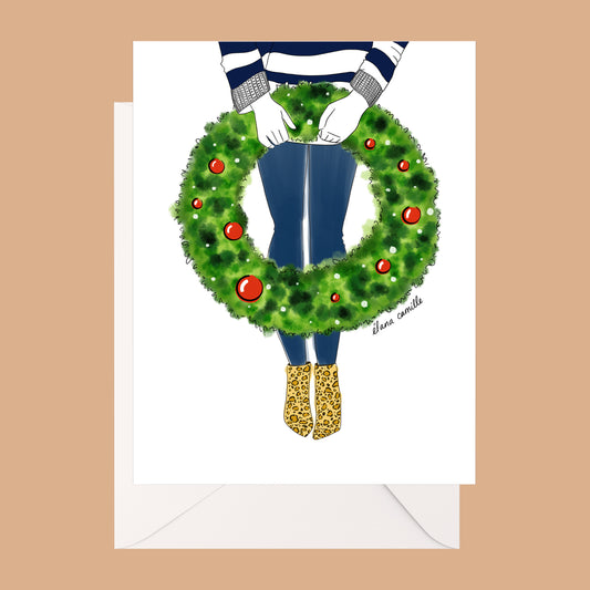 Girl With Wreath Holiday Greeting Card