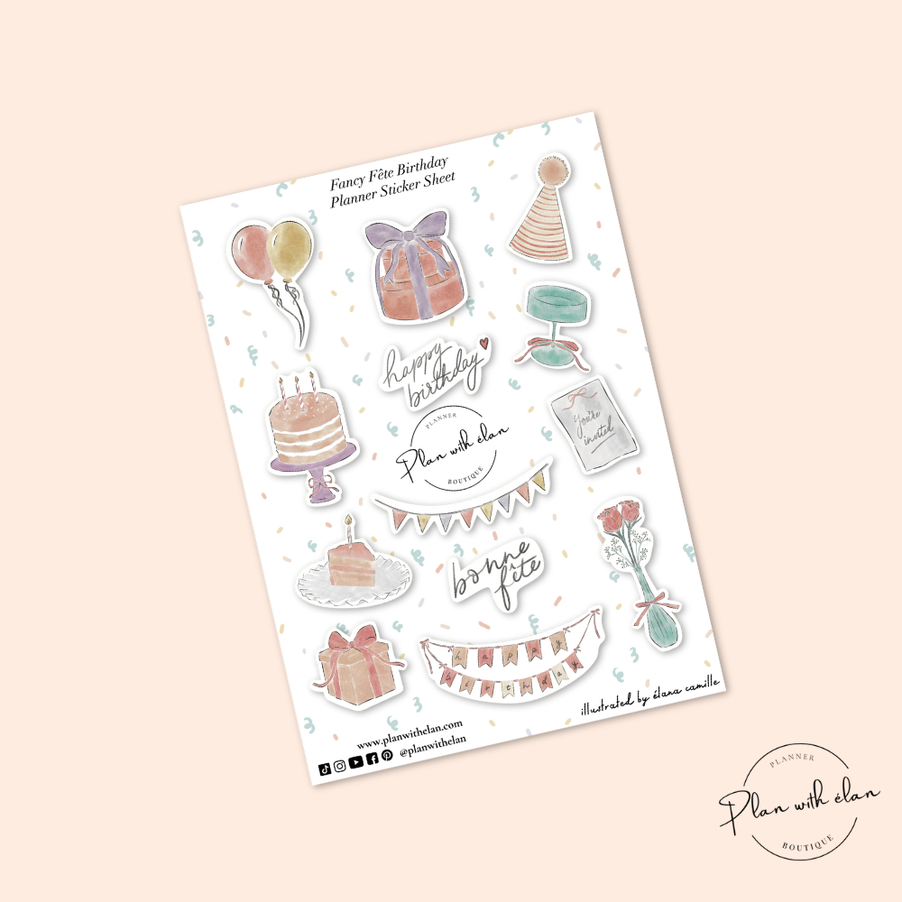 Fancy Fête Birthday Planner Sticker Sheet