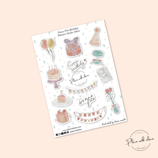 Fancy Fête Birthday Planner Sticker Sheet