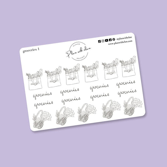 Minimalistic Groceries 1 Planner Stickers