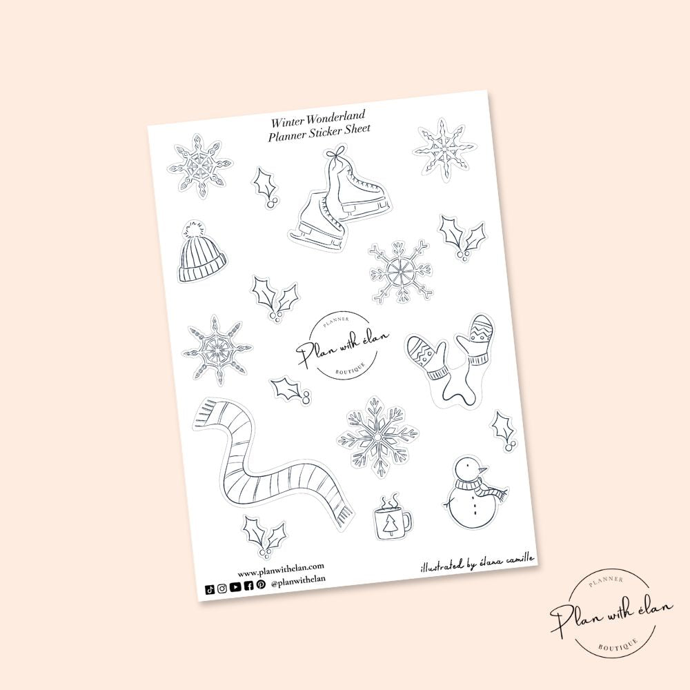 Winter Wonderland Kiss-Cut Planner Sticker Sheet with 21 Stickers