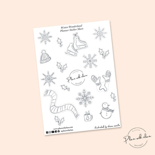 Winter Wonderland Kiss-Cut Planner Sticker Sheet with 21 Stickers