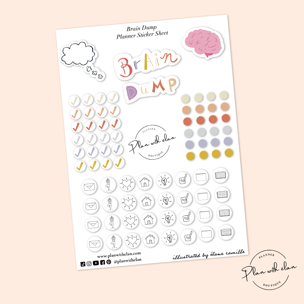 Brain Dump Planner Sticker Sheet