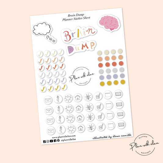 Brain Dump Planner Sticker Sheet