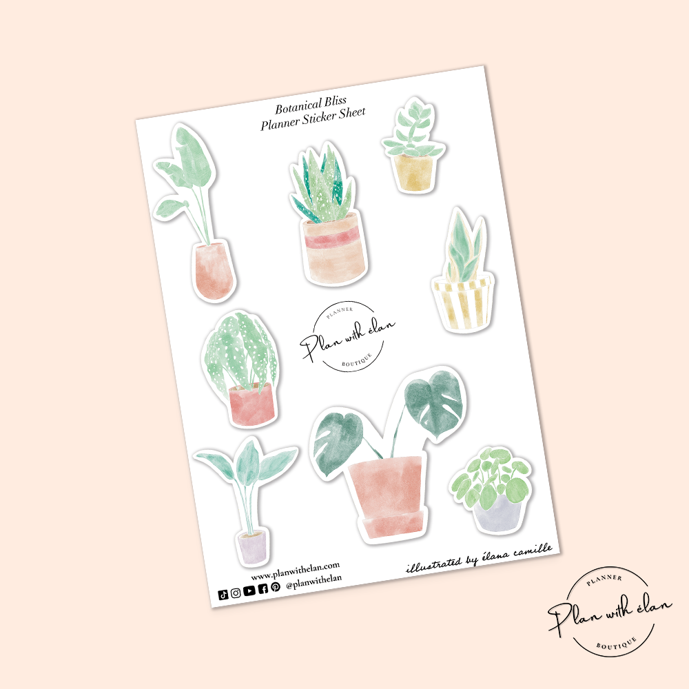 Botanical Bliss Plant Planner Sticker Sheet