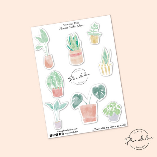 Botanical Bliss Plant Planner Sticker Sheet