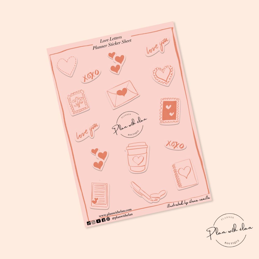 Love Letters Kiss-Cut Planner Sticker Sheet