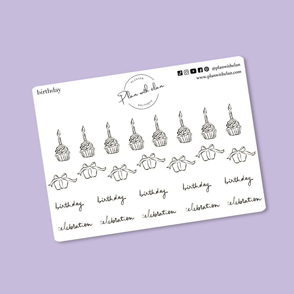 Minimalistic Birthday/Celebration Planner Stickers