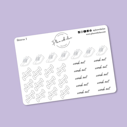 Minimalistic Fitness 1 Planner Stickers